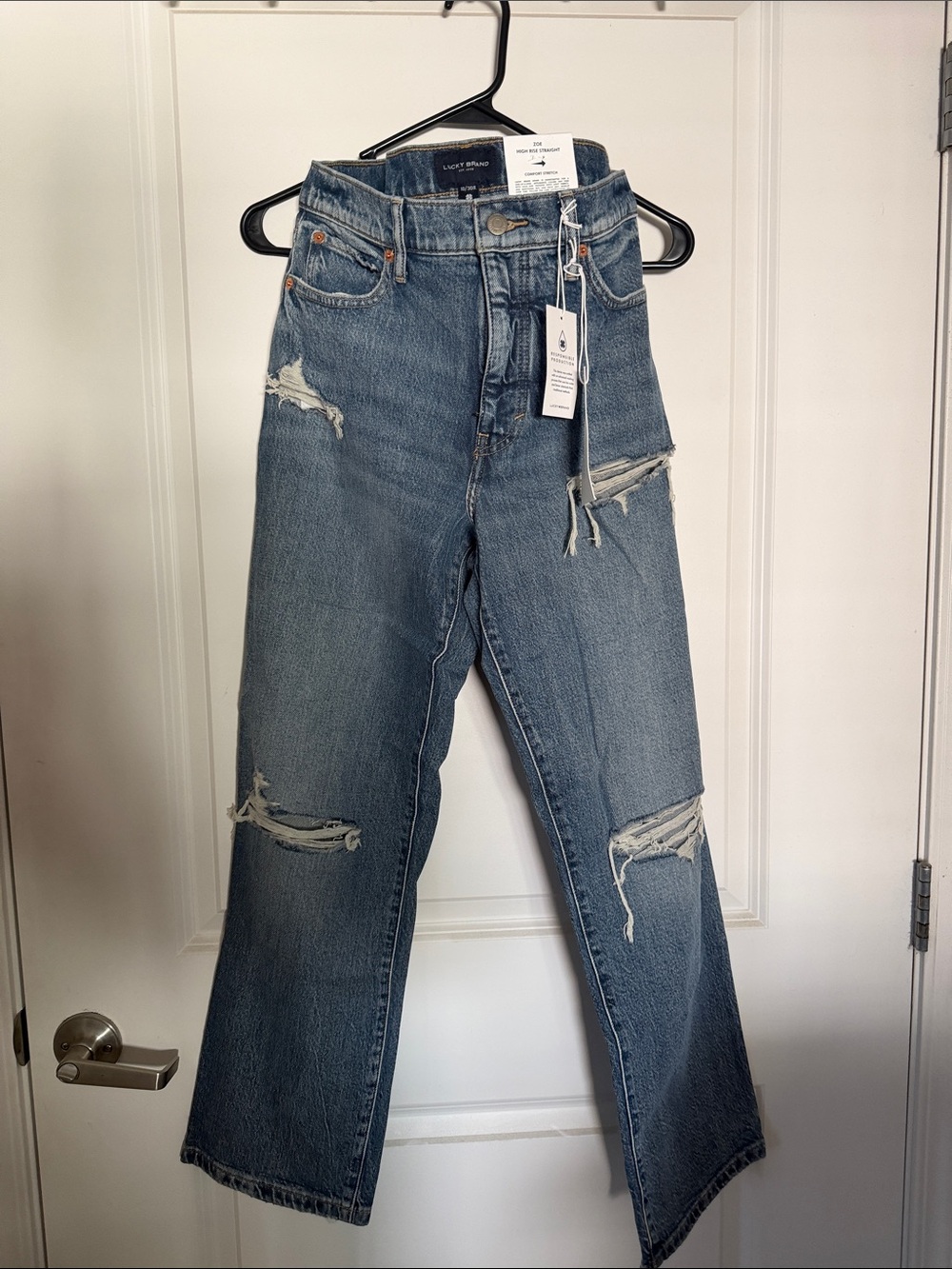 Lucky Brand High-Rise Distressed Straight-Leg Women's Jeans - size 10/30